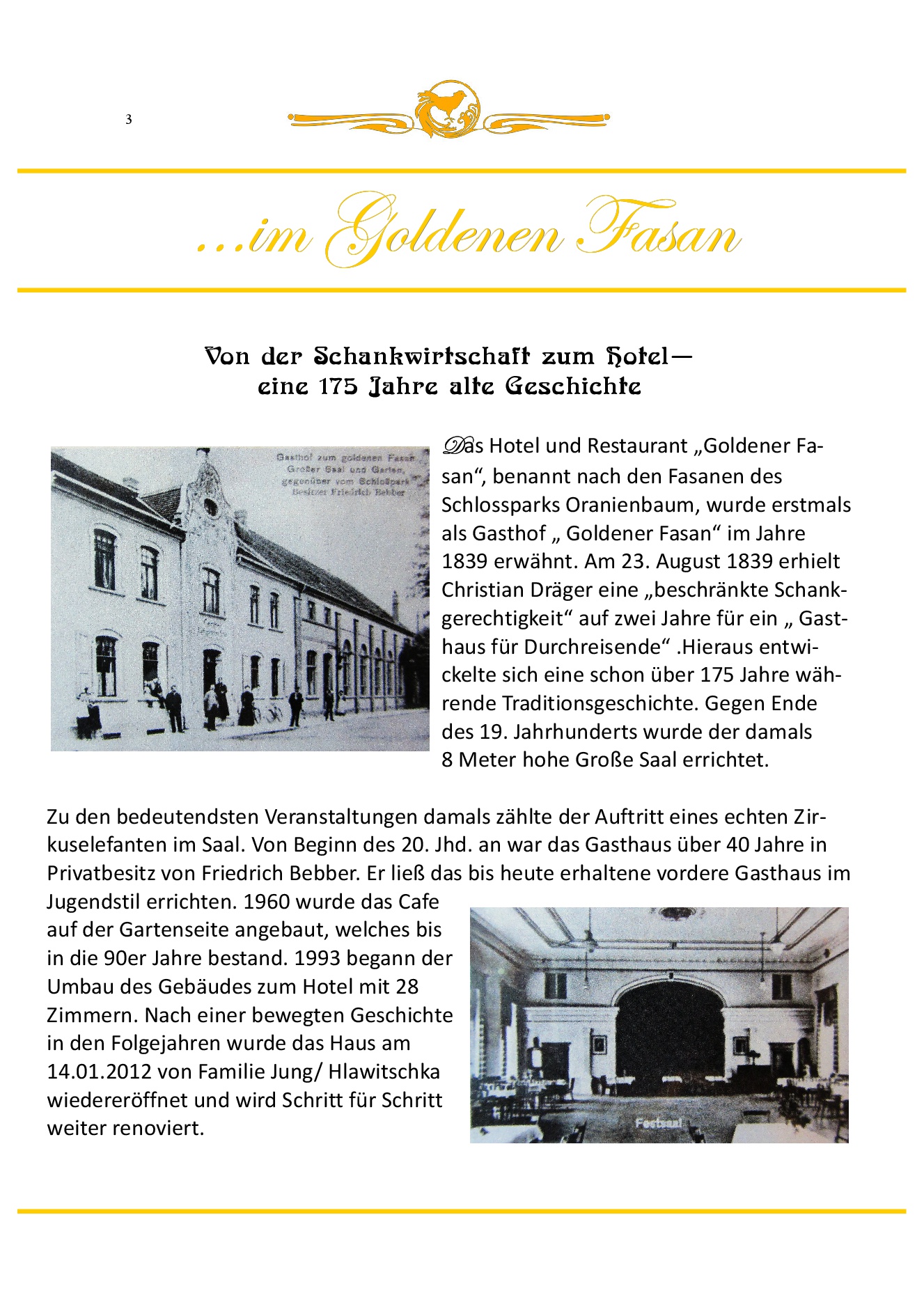 Tradition seit 1839 Restaurant Gasthof Hotel Pension in Oranienbaum